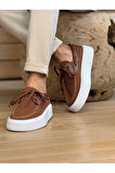 Pabucmarketi Bağcıklı Triko Erkek Casual Ayakkabı Kahve