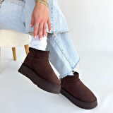 Pabucmarketi Kahverengi Süet Kadın Düz Bot