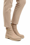 Aspor Bej İçi Kürklü Fermuarlı Kadın Topuklu Bot
