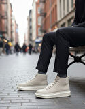 Pabucmarketi Bağcıklı Erkek Sneaker Bot BEJ SÜET (BEJ TABAN)