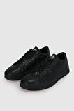 Lufian Siyah Hakiki Deri Bağcıklı Erkek Sneaker