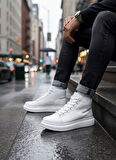 Pabucmarketi Bağcıklı Erkek Sneaker Bot BEYAZ (BEYAZ TABAN)