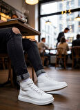 Pabucmarketi Bağcıklı Erkek Sneaker Bot BEYAZ (BEYAZ TABAN)