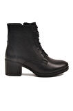 Aspor Siyah Hakiki Deri İçi Polarlı Kadın Topuklu Bot