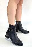 Pabucmarketi Siyah Fermuarlı Kadın Topuklu Bot