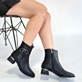 Pabucmarketi Siyah Fermuarlı Kadın Topuklu Bot