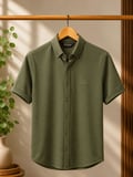 Cafes Likralı Kısa Kol Slim Fit Erkek Gömlek - 7735