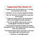 Tupperware EKO SÜRAHİ 2 LİTRE LİLA EKO TİP TOP KARAF HSGL
