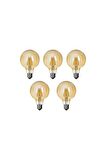G95 Flamanlı Rustik 6w Led Ampul 5'li Dekoratif Vintage Aydınlatma Amber Rengi