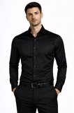 Slim Fit Uzun Kollu Kolay Ütü Pamuk Saten Erkek Gömlek