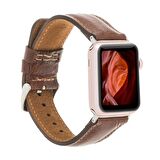 Apple Watch Uyumlu Deri Kordon 42-44-45mm VS5 Kahve