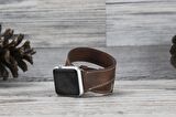 Bouletta Apple Watch Uyumlu Deri Kordon 42-44-45mm Double Tour Slim G2 Kahverengi