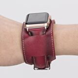 Bouletta Apple Watch Uyumlu Deri Kordon 42-44-45mm Cuff V4EF Kırmızı