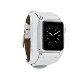Bouletta Apple Watch Uyumlu Deri Kordon 38-40-41mm Cuff Pulsar F3 Beyaz