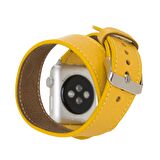 Bouletta Apple Watch Uyumlu Deri Kordon 42-44-45mm Double Tour FL12 Sarı