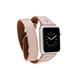Bouletta Apple Watch Uyumlu Deri Kordon 38-40-41mm Slim Double Tour ST NU1 Pembe