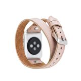 Bouletta Apple Watch Uyumlu Deri Kordon 38-40-41mm Slim Double Tour ST NU1 Pembe