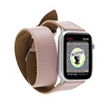 Bouletta Apple Watch Uyumlu Deri Kordon 42-44-45mm Double Tour NU2 Pembe