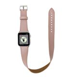 Bouletta Apple Watch Uyumlu Deri Kordon 42-44-45mm Double Tour NU2 Pembe