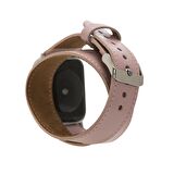 Bouletta Apple Watch Uyumlu Deri Kordon 42-44-45mm Double Tour NU2 Pembe