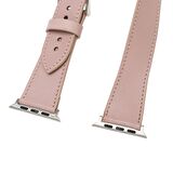 Bouletta Apple Watch Uyumlu Deri Kordon 42-44-45mm Double Tour NU2 Pembe