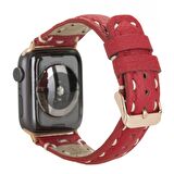 Bouletta Apple Watch Uyumlu Deri Kordon 38-40-41mm ERC2 SM43 Dikişli Kırmızı
