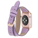 Bouletta Apple Watch Uyumlu Deri Kordon 42-44-45mm Double Tour Slim CP22 Lila