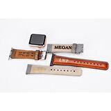Bouletta Apple Watch Uyumlu Deri Kordon 42-44-45mm Slim Double Tour GT V18 Taba