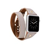 Bouletta Apple Watch Uyumlu Deri Kordon 38-40-41mm Slim Double Tour GT ERC3 Bej