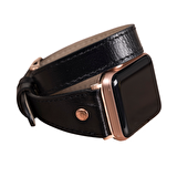 Bouletta Apple Watch Uyumlu Deri Kordon 42-44-45mm Slim Double Tour RG RST1 Siyah