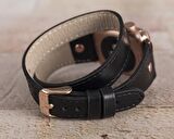Bouletta Apple Watch Uyumlu Deri Kordon 42-44-45mm Slim Double Tour RG RST1 Siyah