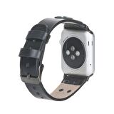 Bouletta Apple Watch Uyumlu Deri Kordon Cross 42-44-45mm BT RST1 Siyah