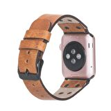 Bouletta Apple Watch Uyumlu Deri Kordon Cross 42-44-45mm BT V18 Taba