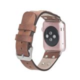 Bouletta Apple Watch Uyumlu Deri Kordon Cross 42-44-45mm ST TN02 Kahve