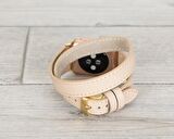 Bouletta Apple Watch Uyumlu Deri Kordon 42-44-45mm Slim Double Tour GT NU1 Pembe
