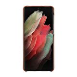 Samsung Galaxy S21 Plus Uyumlu Deri Arka Kapak UJ RST2EF Taba