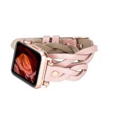 Bouletta Apple Watch Uyumlu Deri Kordon Peggy 38-40-41mm Double Tour Ferro RT NU2 Pembe