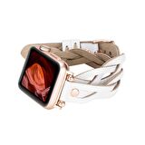 Bouletta Apple Watch Uyumlu Deri Kordon Peggy 38-40-41mm Double Tour Ferro RT F3 Beyaz