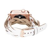Bouletta Apple Watch Uyumlu Deri Kordon Peggy 38-40-41mm Double Tour Ferro RT F3 Beyaz