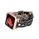 Bouletta Apple Watch Uyumlu Deri Kordon Peggy 38-40-41mm Double Tour RT RST1 Siyah