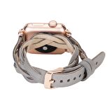 Bouletta Apple Watch Uyumlu Deri Kordon Peggy 38-40-41mm Double Tour RT RST9 Gri