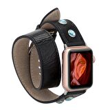 Bouletta Apple Watch Uyumlu Deri Kordon Solitaire 38-40-41mm Double Tour Ferro Trok RST1 Siyah