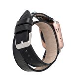 Bouletta Apple Watch Uyumlu Deri Kordon Solitaire 38-40-41mm Double Tour Ferro Trok RST1 Siyah