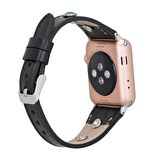 Bouletta Apple Watch Uyumlu Deri Kordon Solitaire 38-40-41mm Slim Ferro Trok RST1 Siyah