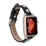 Bouletta Apple Watch Uyumlu Deri Kordon Solitaire 38-40-41mm Ferro Trok RST1 Siyah