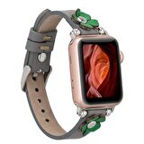 Bouletta Apple Watch Uyumlu Deri Kordon Clover 38-40-41mm ST RST9 Gri