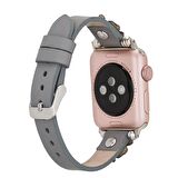 Bouletta Apple Watch Uyumlu Deri Kordon Clover 38-40-41mm ST RST9 Gri