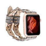 Bouletta Apple Watch Uyumlu Deri Kordon York Double Tour Gri Deri RST9