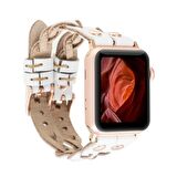 Bouletta Apple Watch Uyumlu Deri Kordon York Double Tour F3 Beyaz