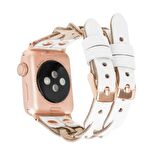 Bouletta Apple Watch Uyumlu Deri Kordon York Double Tour F3 Beyaz